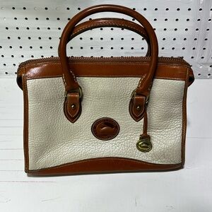 Dooney & Bourke Cream and Tan Leather Satchel